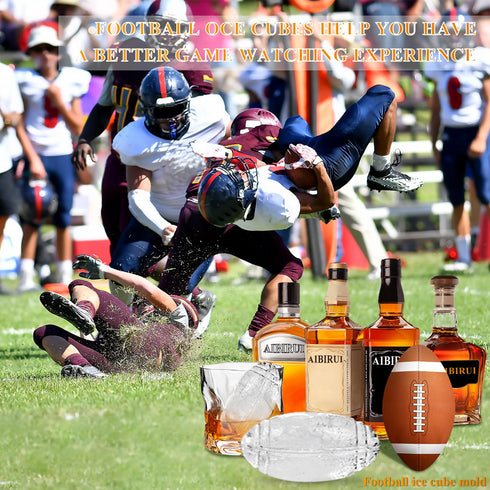Football Ball Freezer Silicone Whiskey Ice Cube Tray with Lid